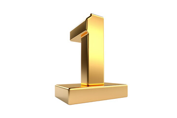 Gold number 1. 3D rendering isolated on transparent background,png file