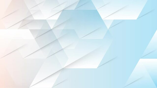 Abstract creative motion gradient hexagon shape and shadow on gradient light blue background. Video animation Ultra HD 4k footage.