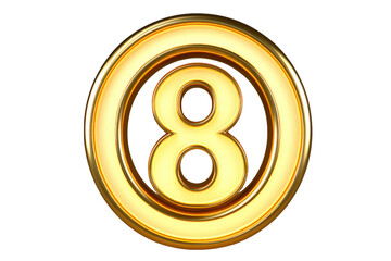 Gold number. 3D rendering isolated on transparent background,png file
