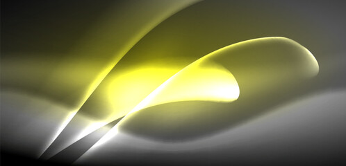 Neon-lit waves surge across background, mesmerizing dance of luminescence and motion. Dynamic backdrop captures essence of energy and modern aesthetics