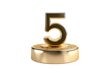 Gold number. 3D rendering isolated on transparent background,png file