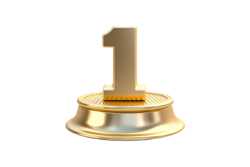 Lucky number 1, auspicious number, top 1 isolated on transparent background,png file