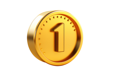 Gold number. 3D rendering isolated on transparent background,png file