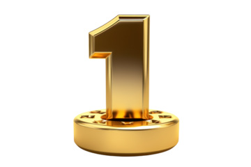Lucky number 1, auspicious number, top 1 isolated on transparent background,png file