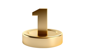 Lucky number 1, auspicious number, top 1 isolated on transparent background,png file