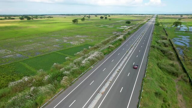 Aerial of Central Luzon Link Expressway , better known by its acronym CLLEX, stretching from La Paz, Tarlac to Nueva Ecija.