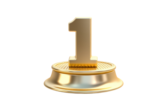 Lucky number 1, auspicious number, top 1 isolated on transparent background,png file