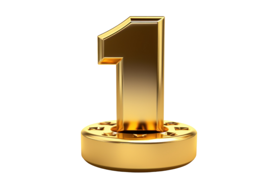 Lucky number 1, auspicious number, top 1 isolated on transparent background,png file