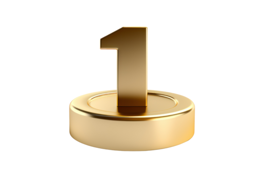 Lucky number 1, auspicious number, top 1 isolated on transparent background,png file