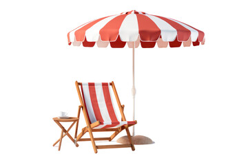 deck chair and beach umbrella isolated on transparent background,png file