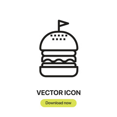 Hamburgers icon vector. Linear-style sign for mobile concept and web design. Hamburgers symbol illustration. Pixel vector graphics - Vector.