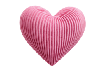 Pink corduroy heart isolated on transparent background,png file