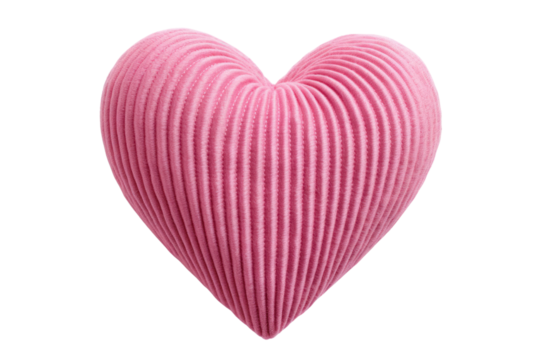 Pink corduroy heart isolated on transparent background,png file - Powered by Adobe