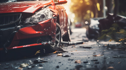 Car crash or accident on the road