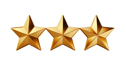 Obraz premium shiny yellow stars. Realistic 3D design. Three star award isolated on transparent background,png file