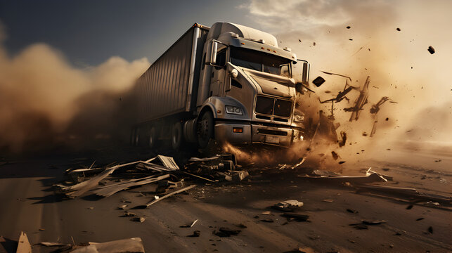 Truck Crash Damage Realistic Image