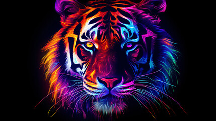Tiger in abstract graphic highlighters