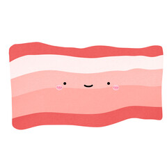 Cute Bacon Mascot Character Kawaii Cartoon Bacon Cartoon illustration Bacon Drawing Ingredient Cartoon Cute Bacon Kawaii Bacon