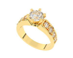 Diamond ring isolated on background. 3d rendering - illustration