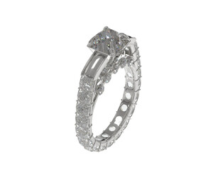 Obraz premium Diamond ring isolated on background. 3d rendering - illustration