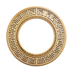 Greek circle frame gold Isolated on transparent, Generative AI
