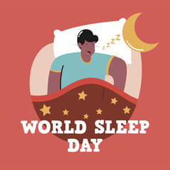 World sleep day background illustrtaion. Person sleeping in bed background