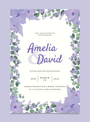 Purple Beautiful Lavender Flower Wedding Invitation Template