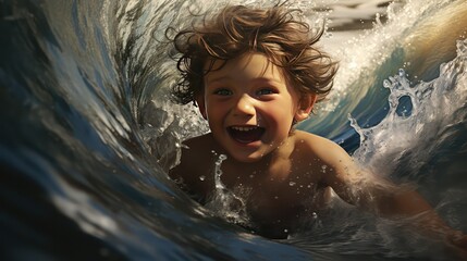 little boy in the pool