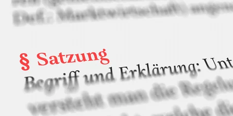 Das Wort Satzung im Buch erklärt mit Paragraph Zeichen © Nico