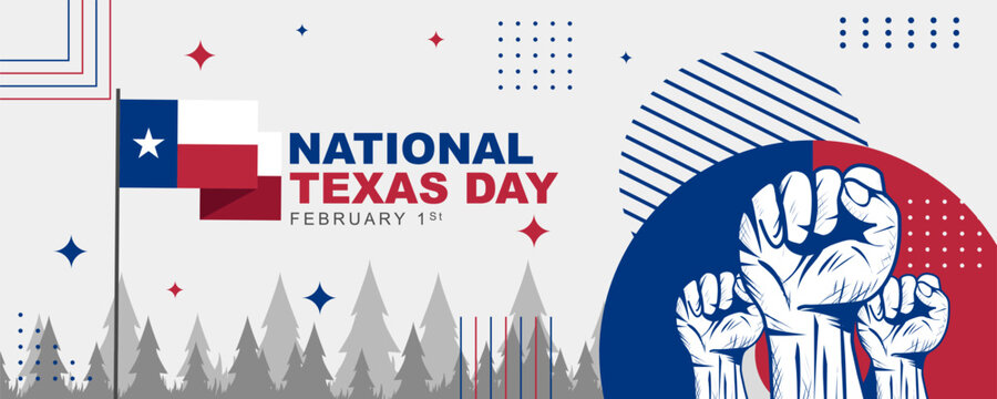 Vector illustration of Texas Day celebrated on February 1. design with texas flag. poster banner in classic retro theme style