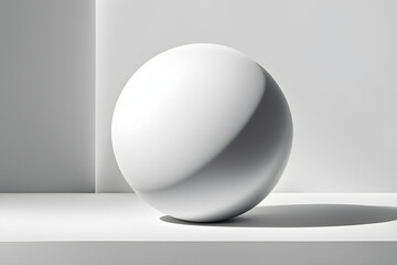 An abstract minimalist white ball like a pearl with white background for wall paper, wall art, copy space