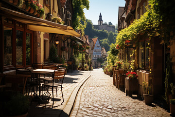 Fototapeta premium Generative AI - An old traditional street in rural Germany