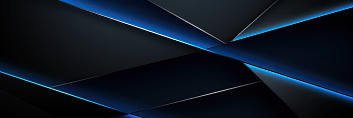 Modern black blue abstract background. Minimal. Color gradient. Dark. Web banner. Geometric shape. 3d effect. Lines stripes triangles. Design. Futuristic. Cut paper or metal effect. Luxury. Premium.