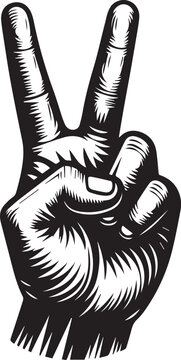 Hand Victory Sign Vector