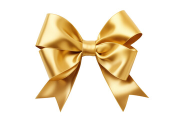 satin shiny glossy gold bow on transparent background

