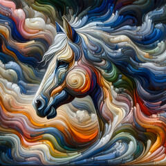 Horse abstract colorful background for wall decor