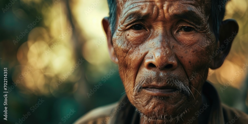 Wall mural An elderly man with a wise and contemplative expression. Generative AI.