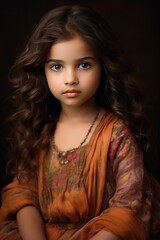 Fototapeta premium Elegant Young Girl with Dark Hair. A fictional character created by Generative AI. 