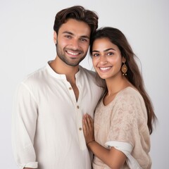 A Happy Couple Posing for a Photo. A fictional character created by Generative AI. 