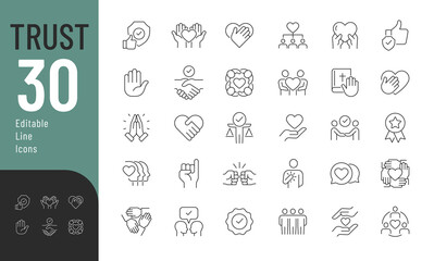 Trust Line Editable Icons set. Vector illustration in modern thin line style of honesty related icons: confidence, trustworthy, friends, truth, faith, sincerity. Isolated on white
 - obrazy, fototapety, plakaty