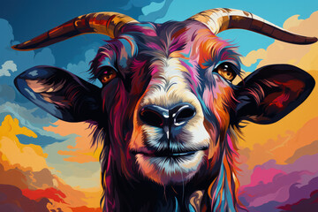 Bright and Colorful A Fauvism Style of a Goat, Generative Ai