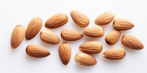 Almonds on white background