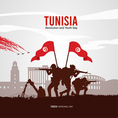 happy tunisia independence day - obrazy, fototapety, plakaty
