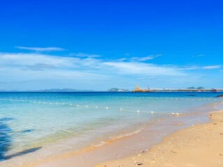 beach and sea with bigboat