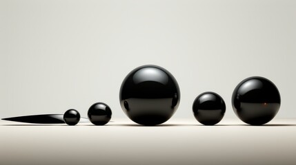 Black sphere in a minimalist space. Trendy black round-shaped object. 