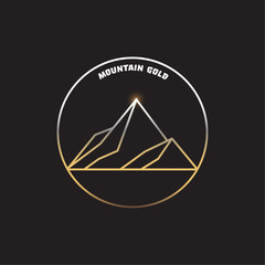 Mountains logo golden. vector illustration. flat image of mountains. vector logo
