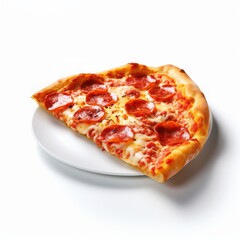 Fresh pizza on a white plate isolated on a white background. Strong shadow.