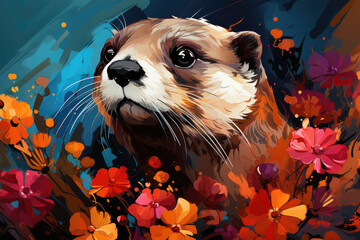 Bright and Colorful A Fauvism Style of a Otter, Generative Ai