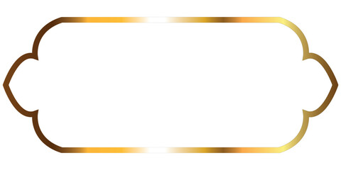 Gold islamic window or door arch. Arab frame vector shape. Ramadan kareem outline border.