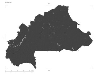 Burkina Faso shape isolated on white. Bilevel elevation map © zelwanka